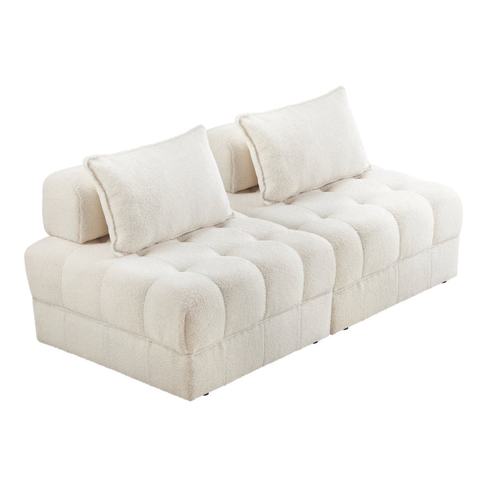 Amorio Verstaile Modular Sofa Lounge Set | Adjustable Armless Boucle Fabric Sofa Modular Lounge