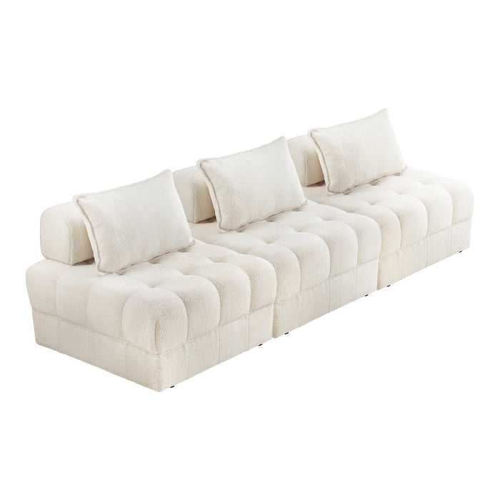 Amorio Verstaile Modular Sofa Lounge Set | Adjustable Armless Boucle Fabric Sofa Modular Lounge