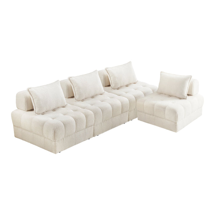 Amorio Verstaile Modular Sofa Lounge Set | Adjustable Armless Boucle Fabric Sofa Modular Lounge