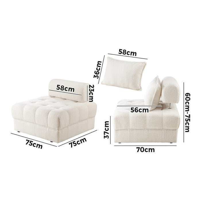 Amorio Verstaile Modular Sofa Lounge Set | Adjustable Armless Boucle Fabric Sofa Modular Lounge