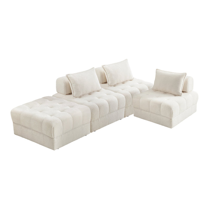 Valore Verstaile Modular Sofa Lounge Set | Adjustable Armless Boucle Fabric Sofa Modular Lounge