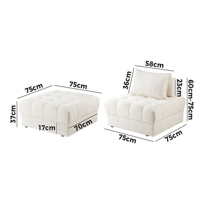 Valore Verstaile Modular Sofa Lounge Set | Adjustable Armless Boucle Fabric Sofa Modular Lounge