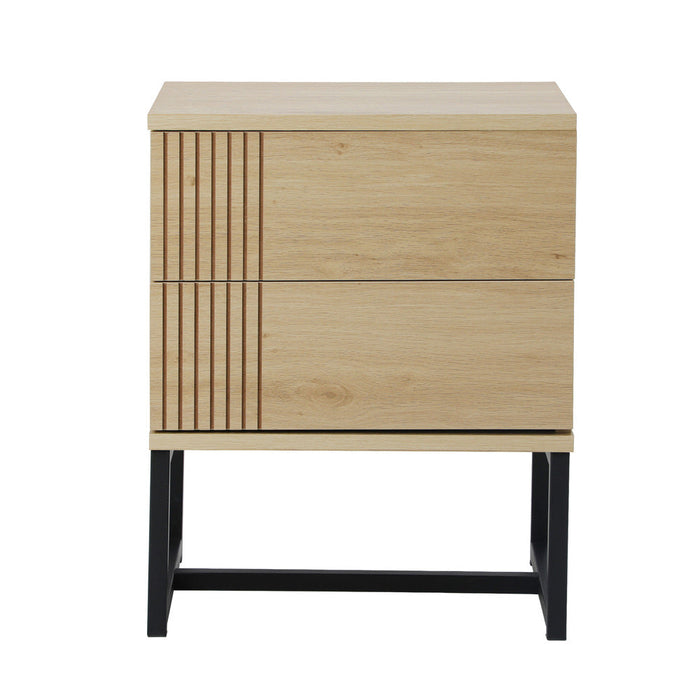 Belgrado Modern Wood and Metal Bedside Tables | Natural Wood and Metal Storage Cabinet Tables