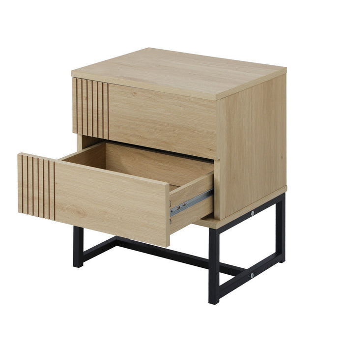 Belgrado Modern Wood and Metal Bedside Tables | Natural Wood and Metal Storage Cabinet Tables