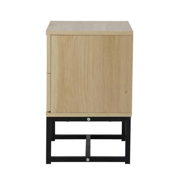 Belgrado Modern Wood and Metal Bedside Tables | Natural Wood and Metal Storage Cabinet Tables