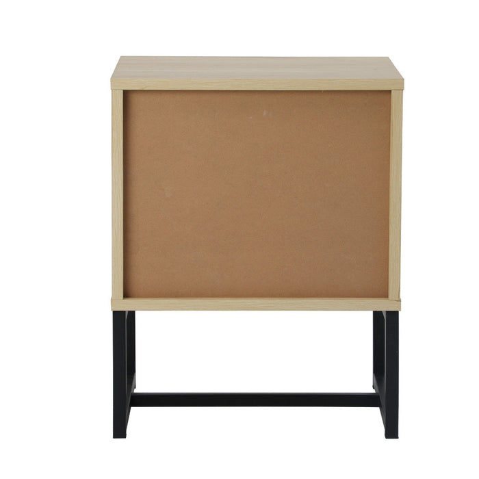 Belgrado Modern Wood and Metal Bedside Tables | Natural Wood and Metal Storage Cabinet Tables