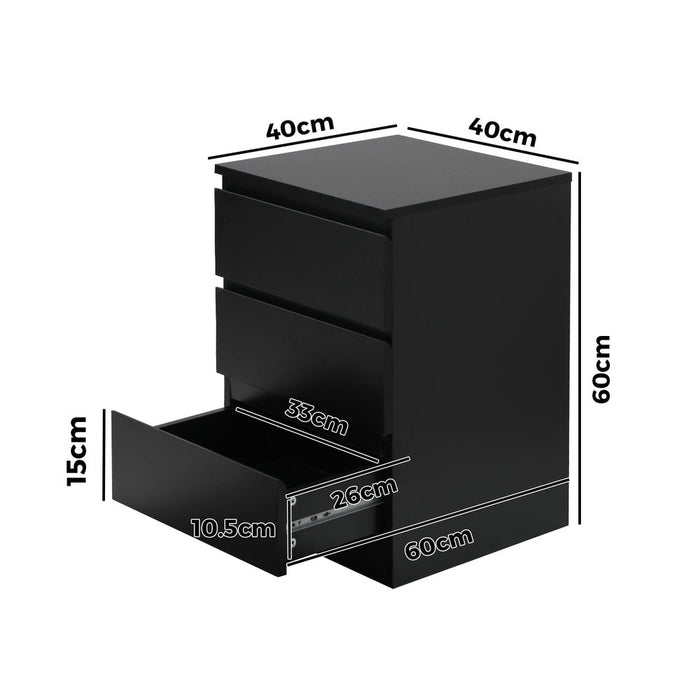 Santori Modern Fingerpull Bedside Table | 3 Draw Ample Storage Bedside Cabinet | 3 Finishes