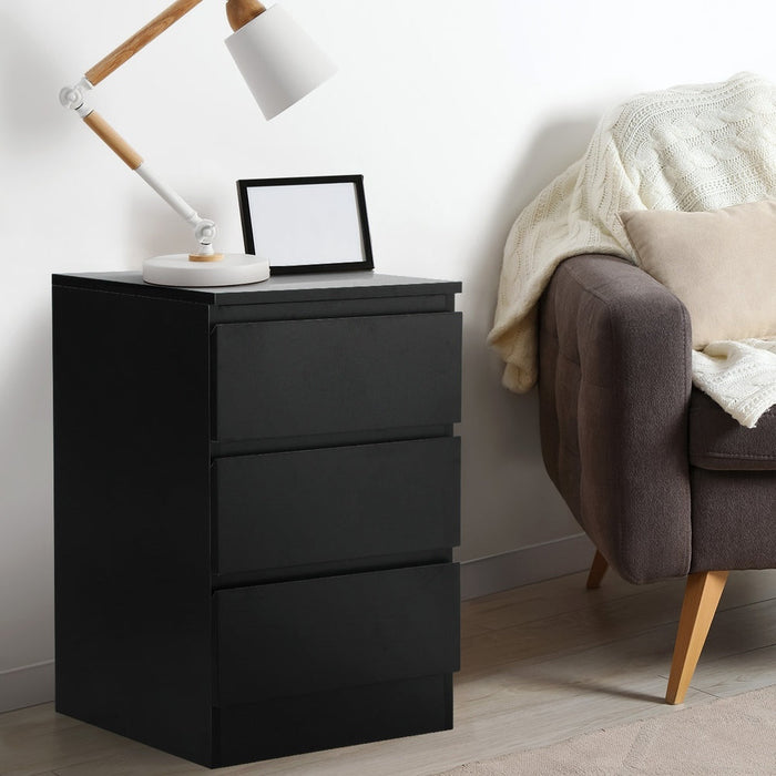 Santori Modern Fingerpull Bedside Table | 3 Draw Ample Storage Bedside Cabinet | 3 Finishes