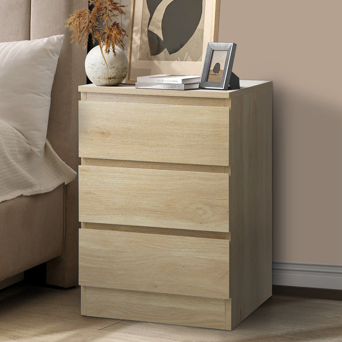 Santori Modern Fingerpull Bedside Table | 3 Draw Ample Storage Bedside Cabinet | 3 Finishes