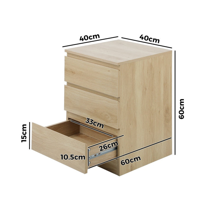 Santori Modern Fingerpull Bedside Table | 3 Draw Ample Storage Bedside Cabinet | 3 Finishes