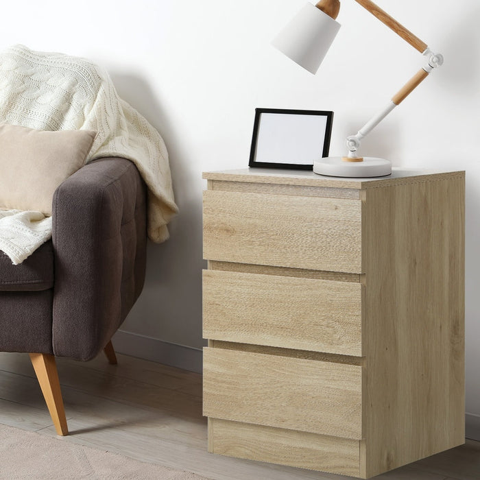 Santori Modern Fingerpull Bedside Table | 3 Draw Ample Storage Bedside Cabinet | 3 Finishes