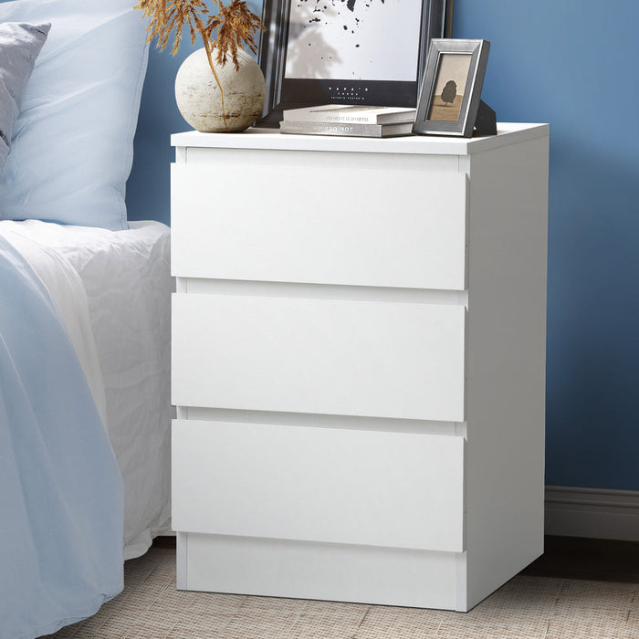 Santori Modern Fingerpull Bedside Table | 3 Draw Ample Storage Bedside Cabinet | 3 Finishes