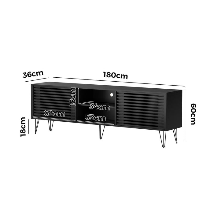 Polizano 180cm Wooden TV Cabinet Entertainment Unit | Modern TV Unit with Storage and Sliding Door | 2 Colours