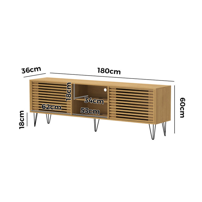 Polizano 180cm Wooden TV Cabinet Entertainment Unit | Modern TV Unit with Storage and Sliding Door | 2 Colours