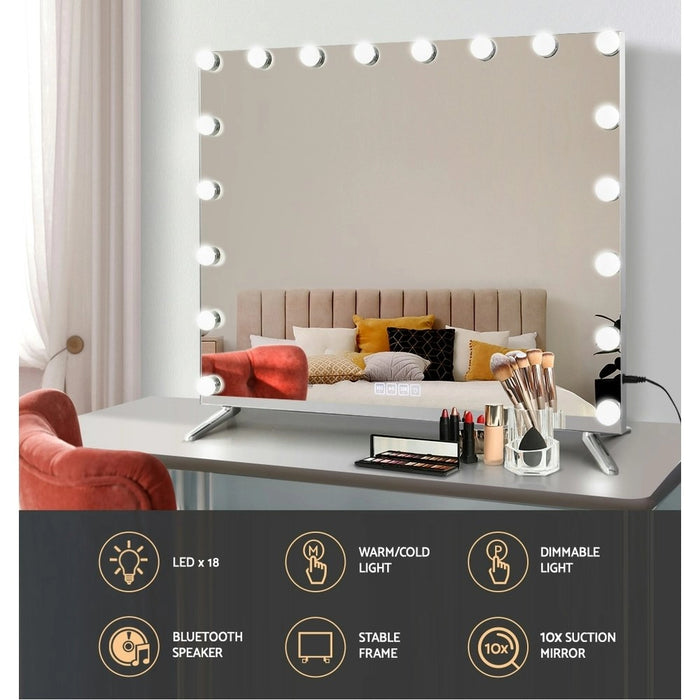 Bluetooth Makeup Mirror 80x65cm Hollywood Vanity with LED Light