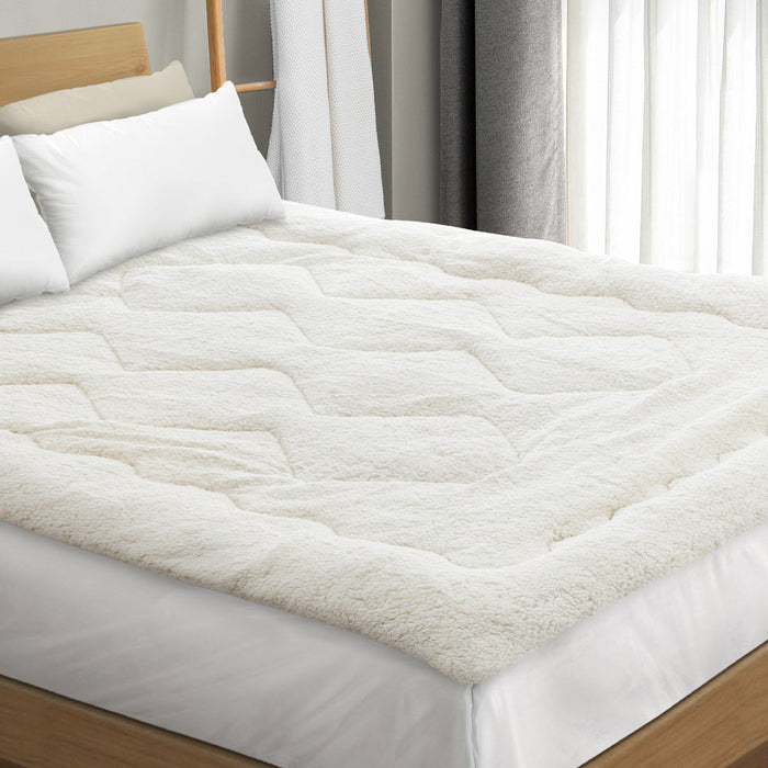 Luxore Ultra Plush Reversible Sherpa Fleece Underlay | Two Sided Super Warm Sherpa Mattress Topper | 5 Sizes