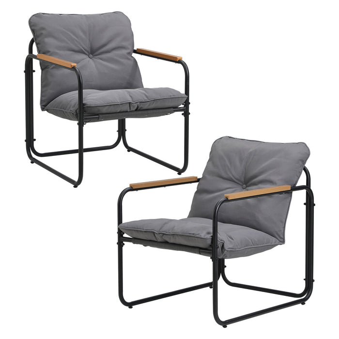 Set of Two Aurelia Modern Weatherproof Outdoor Chairs with Cushions | Two Indoor Outdoor Patio Balcony Chairs