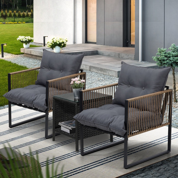 Ulara 3 Piece Outdoor Furniture Patio Set | UV Resistant Wicker Setting | 3pc Lounger Chair Set with Cushions