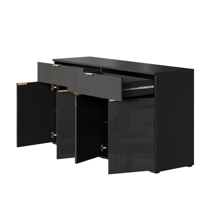 Murano High Gloss 4 Drawer Buffet | Modern Sideboard Glossy Storage Unit | 3 Finishes