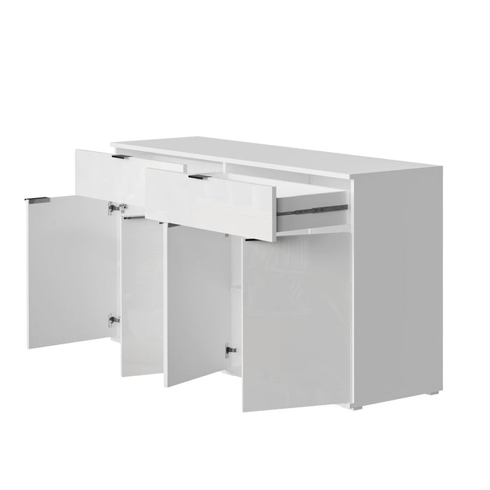 Murano High Gloss 4 Drawer Buffet | Modern Sideboard Glossy Storage Unit | 3 Finishes