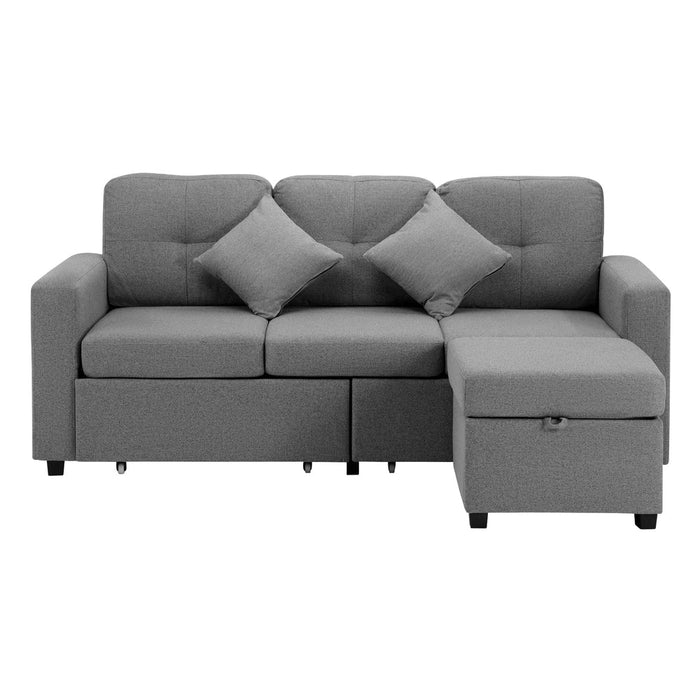 Parisi 3 Seater Premium Storage Sofa with Ottoman | Versatile Sofa Couch Set with Modular Ottoman and Storage | 2 Finishes