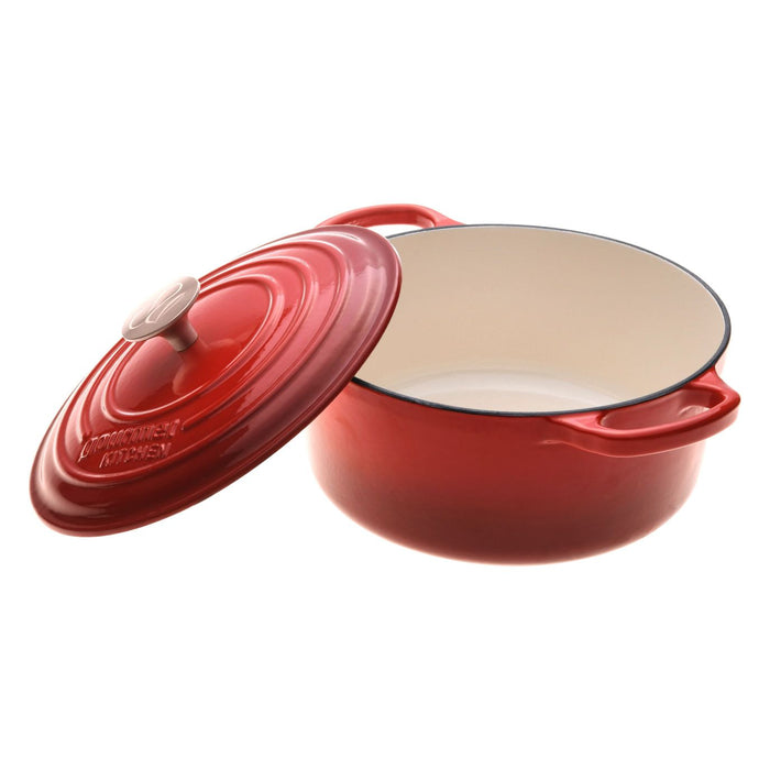 Dutchezy Cast Iron Casserole Dish in Black Cherry Red | 24 or 28cm Sizes