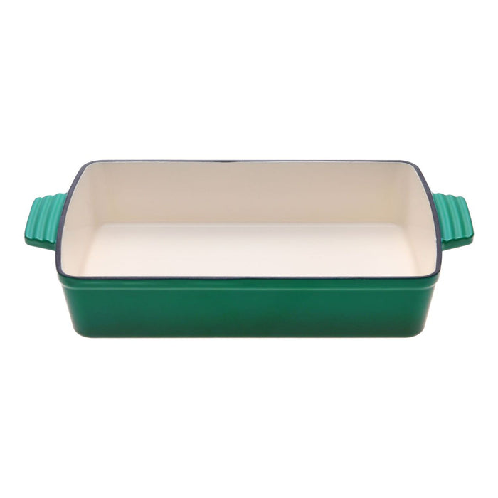 High Quality 33cm Cast Iron Rectangular Baking Dish | Casserole Pan in Eden Green