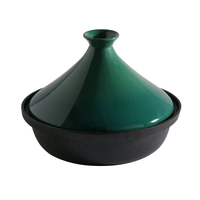 Morrocan Style 25cm Cast Iron Tagine with Ceramic Lid Ombre Green