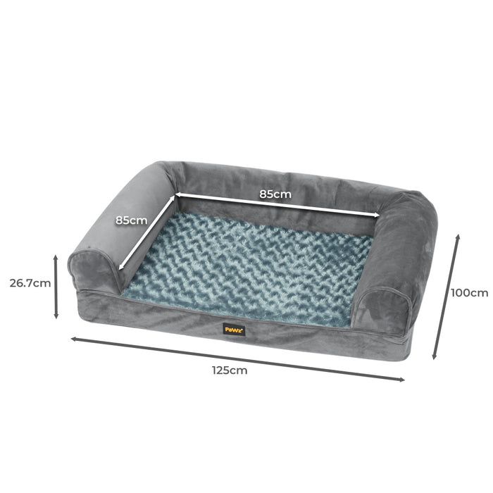 Pawzee Pet Bed Sofa | Velvet Sofa Dog Bed Grey XXL