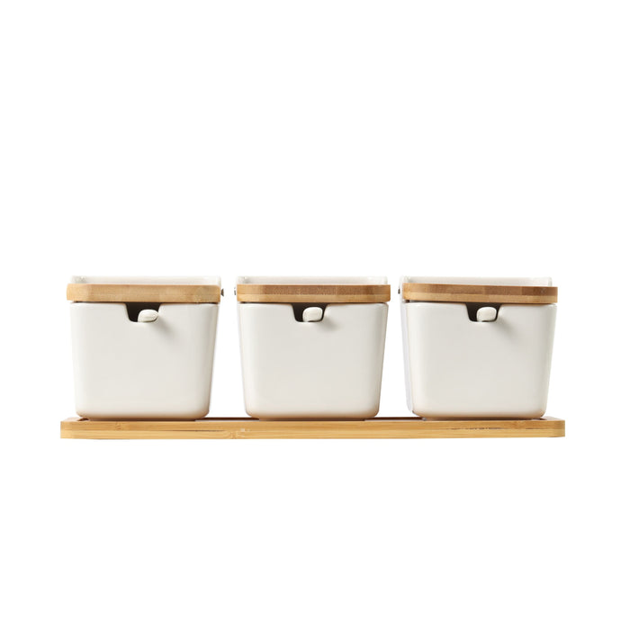 Ceramic Bamboo Spice and Seasoning Jar Set