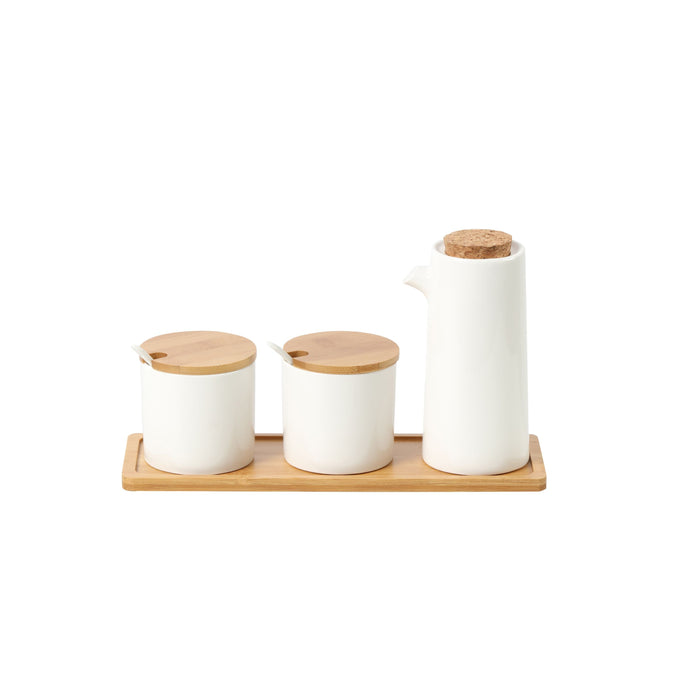 Ceramic Bamboo Spice Jar and Oil Pourer