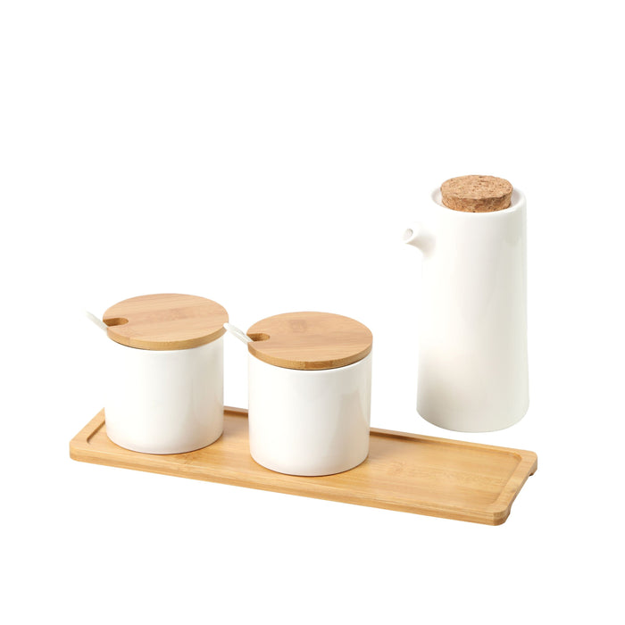 Ceramic Bamboo Spice Jar and Oil Pourer