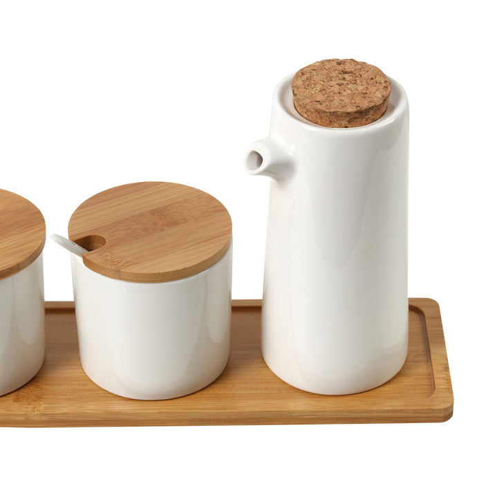 Ceramic Bamboo Spice Jar and Oil Pourer