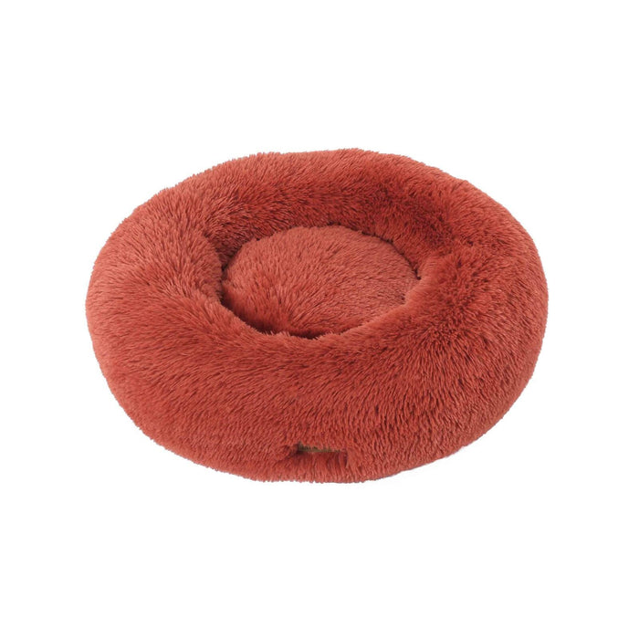 Shaggy Faux Fur Donut Calming Pet Nest Bed - Charcoal in 3 Sizes