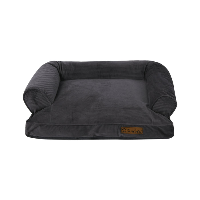 Ripley Corduroy Pet Sofa Bed - Charcoal in 3 Sizes