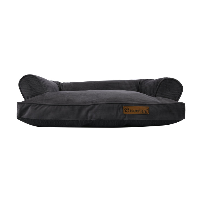 Ripley Corduroy Pet Sofa Bed - Charcoal in 3 Sizes