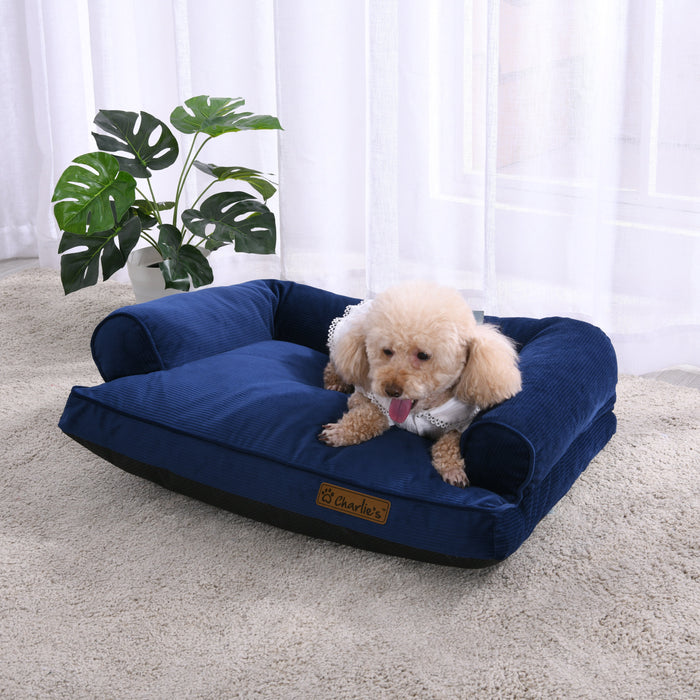 Ripley Corduroy Pet Sofa Bed - Navy in 3 Sizes