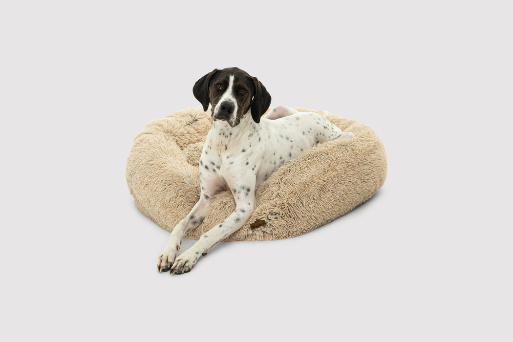 Shaggy Faux Fur Donut Calming Pet Nest Bed - Charcoal in 3 Sizes