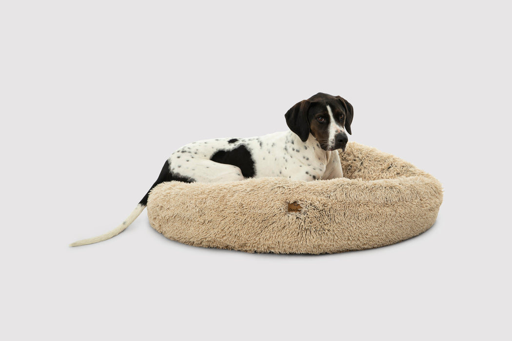 Shaggy Faux Fur Donut Calming Pet Nest Bed - Charcoal in 3 Sizes