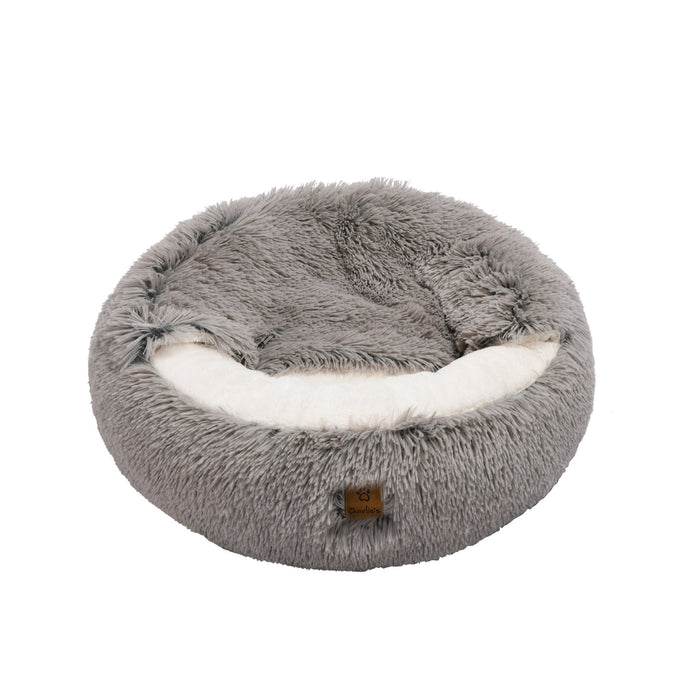 Shaggy Faux Fur Donut Calming Pet Nest Bed - Charcoal in 3 Sizes