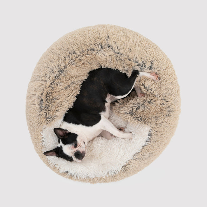 Cushioned Snookie Hooded Pet Nest Bed Faux Fur Chinchilla
