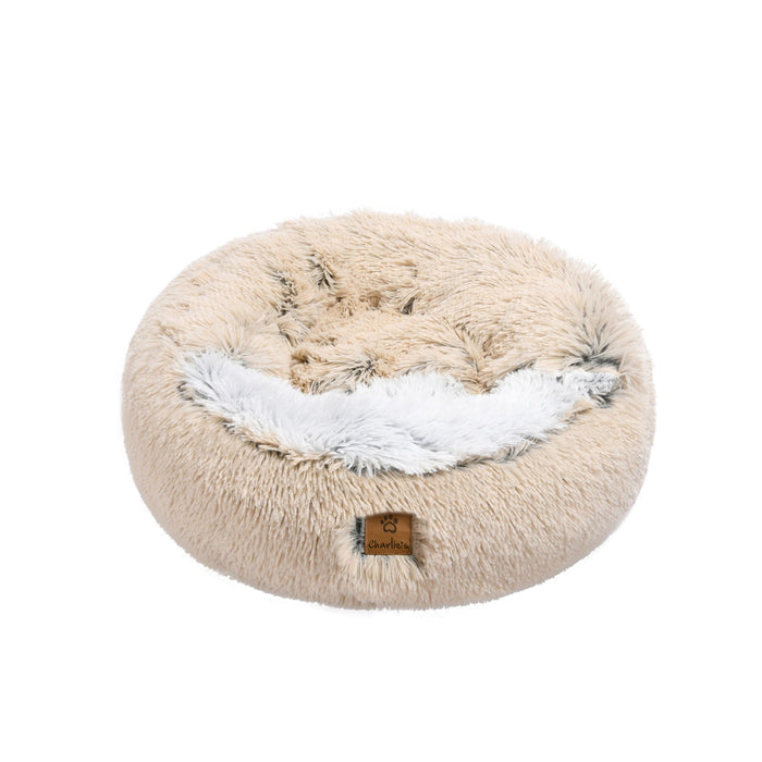 Cushioned Snookie Hooded Pet Nest Bed Faux Fur Chinchilla