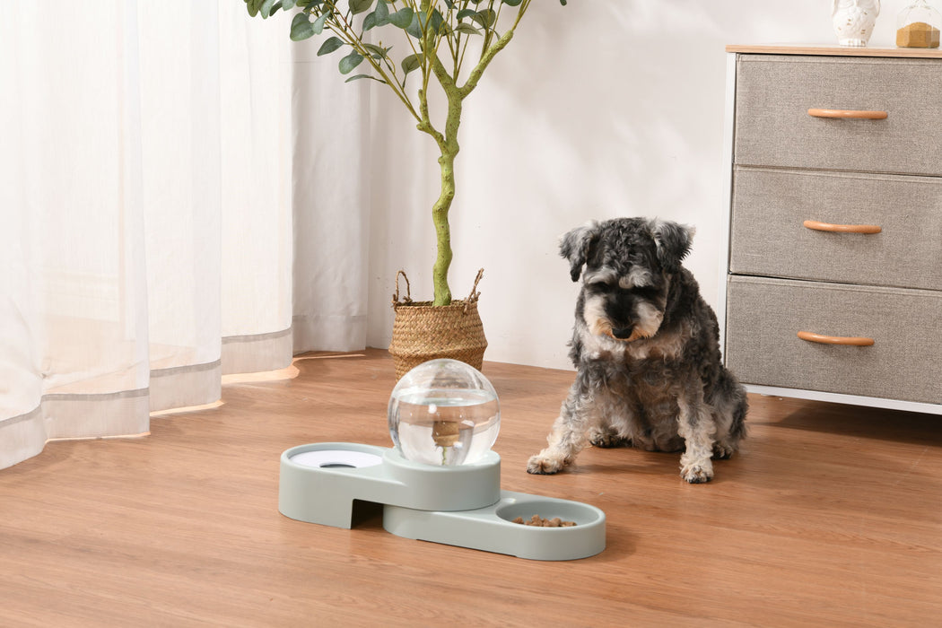 Automatic Dog Cat Water Dispenser with Food Bowl - Mint Blue