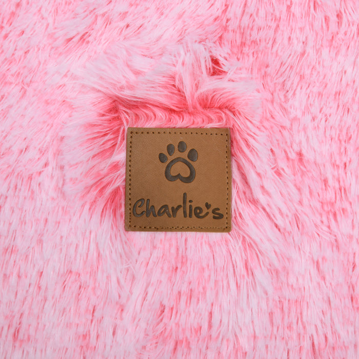 Shaggy Faux Fur Bolster Sofa Protector Pet Bed - Ombre Pink