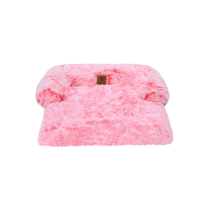 Shaggy Faux Fur Bolster Sofa Protector Pet Bed - Ombre Pink