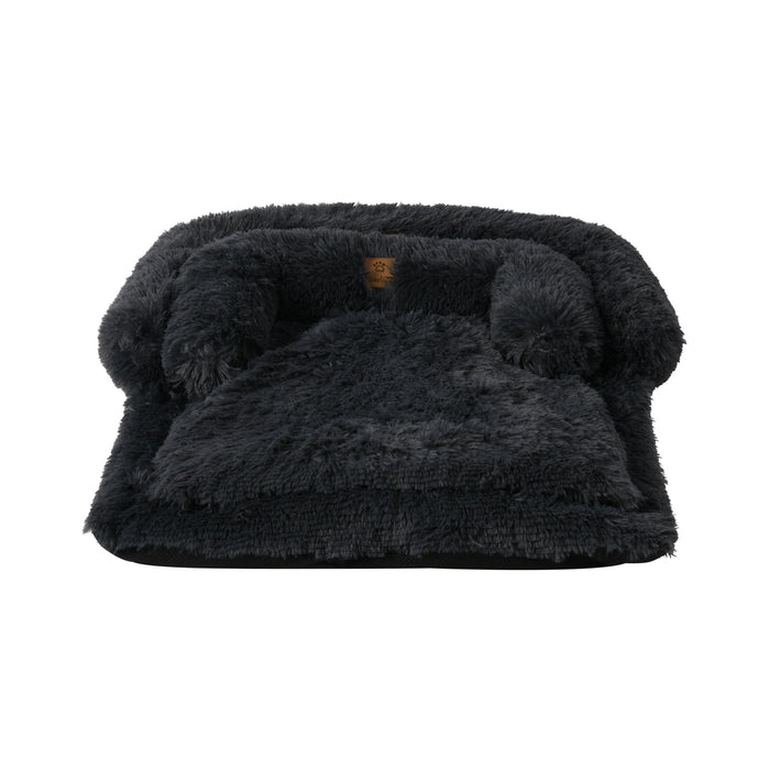 Shaggy Faux Fur Bolster Sofa Protector Pet Bed - Charcoal