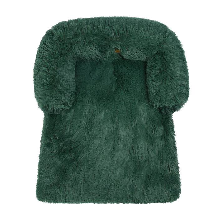 Shaggy Faux Fur Bolster Sofa Protector Pet Bed - Eden Green