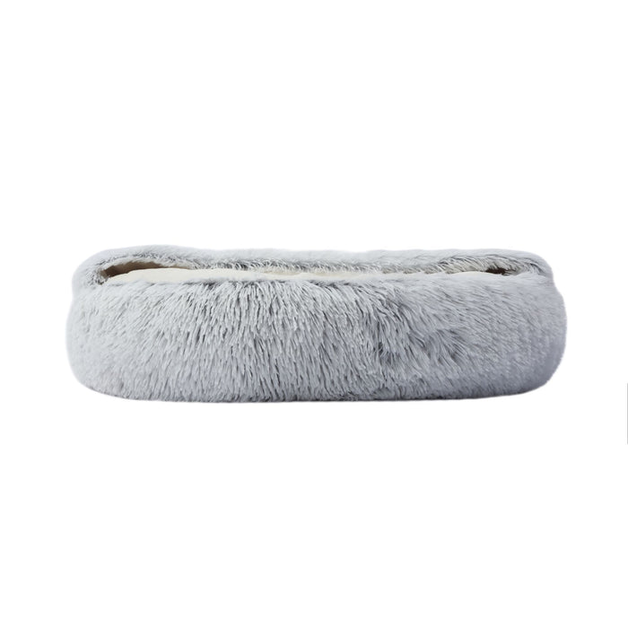 Faux Fur Hooded Round Pet Cave Arctic Grey