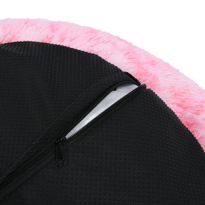 Faux Fur Hooded Round Pet Cave Ombre Pink