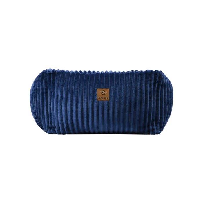 Ascher Plush Corduroy Square Pet Bed Nest - Navy